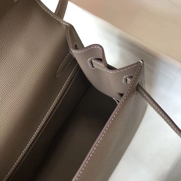 HERM Kelly 32cm Bag In Tuape Grey Epsom Leather GHW