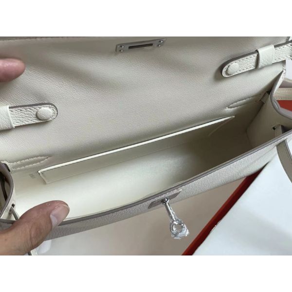 HERM Kelly Elan Handmade Bag In Craie Chevre Mysore Leather