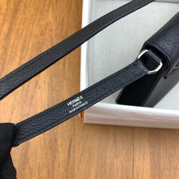 HERM Kelly Elan Handmade Bag In Black Chevre Mysore Leather