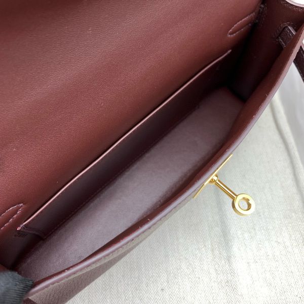 HERM Kelly Elan Handmade Bag In Rouge Sellier Chevre Mysore Leather