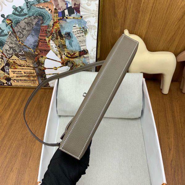 HERM Kelly Elan Handmade Bag In Taupe Chevre Mysore Leather