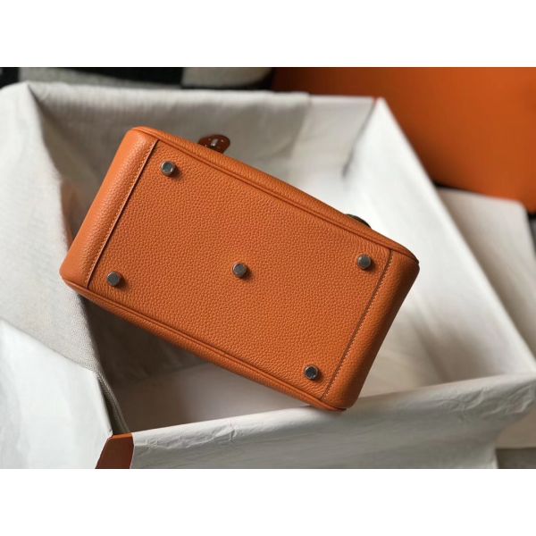 HERM Lindy 26cm Bag In Orange Clemence Leather PHW