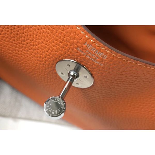 HERM Lindy 26cm Bag In Orange Clemence Leather PHW