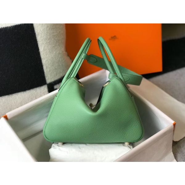 HERM Lindy 26cm Bag In Vert Criquet Clemence Leather GHW