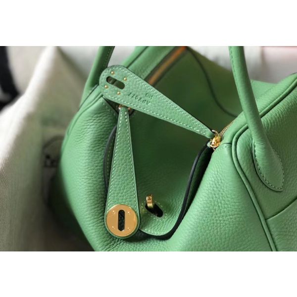 HERM Lindy 26cm Bag In Vert Criquet Clemence Leather GHW