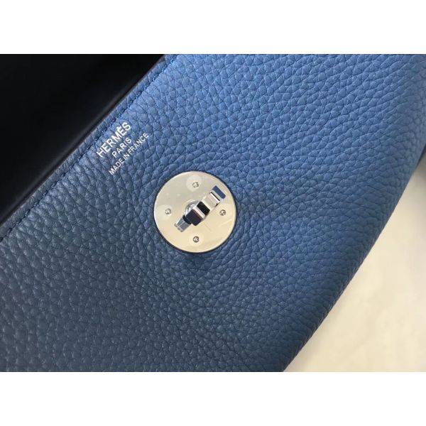 HERM Lindy 30cm Bag In Blue Agate Clemence Leather PHW