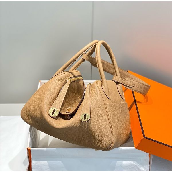HERM Lindy 30cm Bag In Chai Clemence Leather GHW