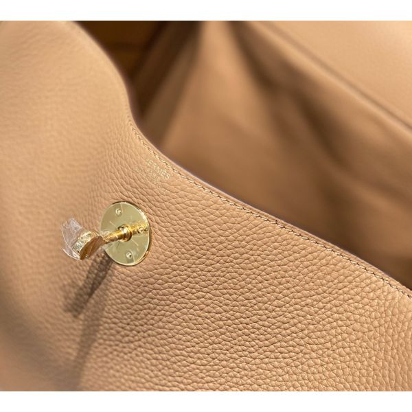 HERM Lindy 30cm Bag In Chai Clemence Leather GHW