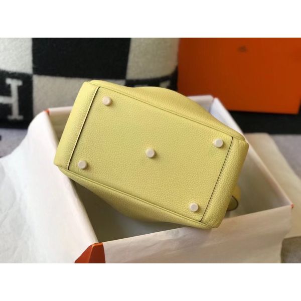 HERM Lindy 30cm Bag In Jaune Poussin Clemence Leather GHW