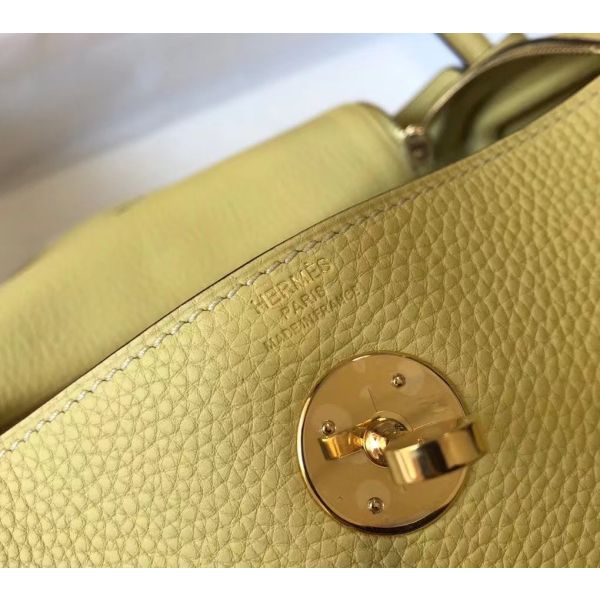 HERM Lindy 30cm Bag In Jaune Poussin Clemence Leather GHW