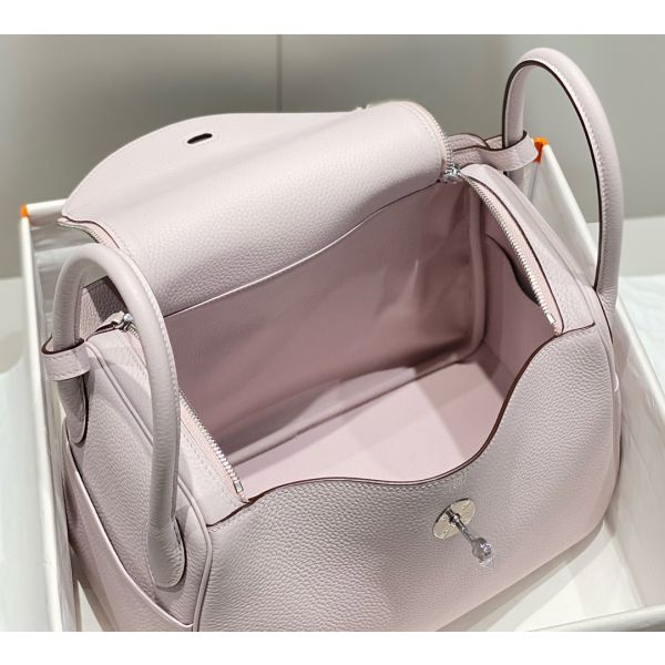 HERM Lindy 30cm Bag In Mauve Pale Clemence Leather PHW