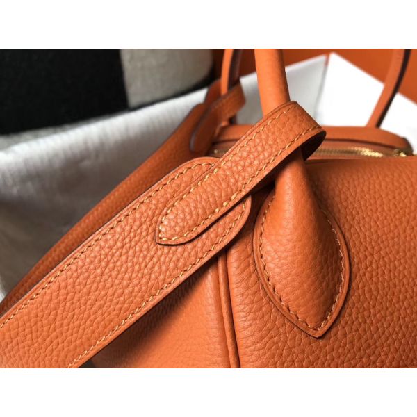 HERM Lindy 30cm Bag In Orange Clemence Leather GHW
