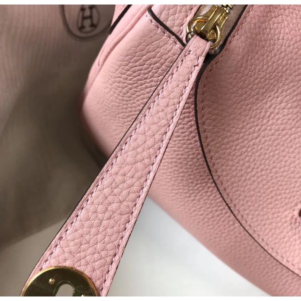 HERM Lindy 30cm Bag In Pink Clemence Leather GHW