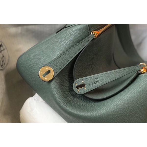 HERM Lindy 30cm Bag In Vert Amande Clemence Leather GHW