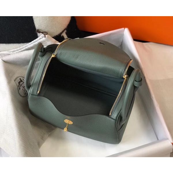HERM Lindy 30cm Bag In Vert Amande Clemence Leather GHW
