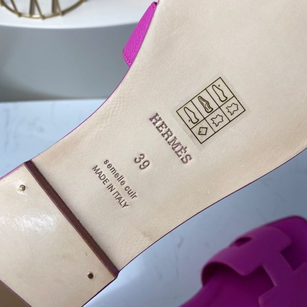 HERM Oran Slide Sandals In Magnolia Epsom Calfskin