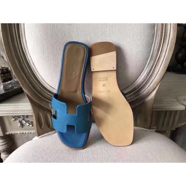 HERM Oran Sandals In Turquoise Epsom Leather