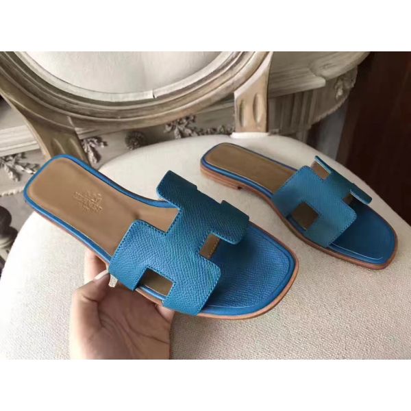 HERM Oran Sandals In Turquoise Epsom Leather