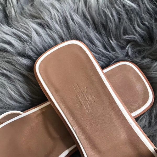 HERM Oran Sandals In White Ostrich Leather