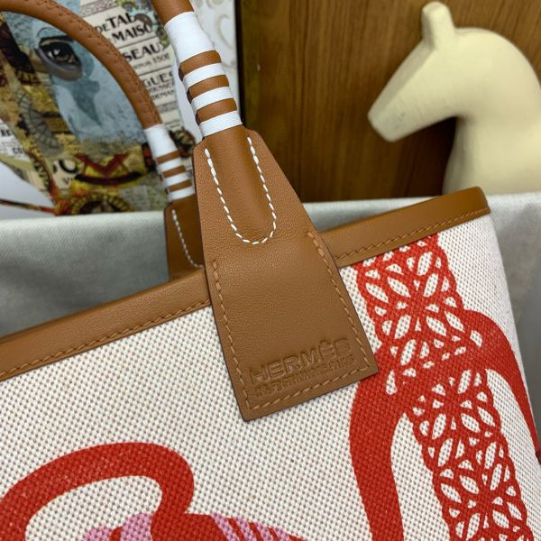 HERM Steeple 25 Bag in H Plume Canvas with Fantaisie d'Etriers