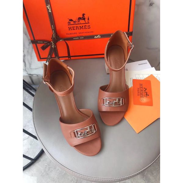 HERM Viaggio 60MM Sandals In Brown Leather