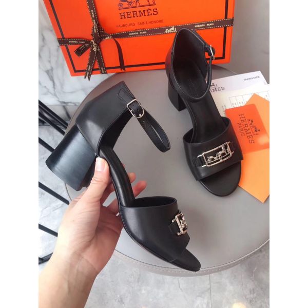 HERM Viaggio 60MM Sandals In Black Leather