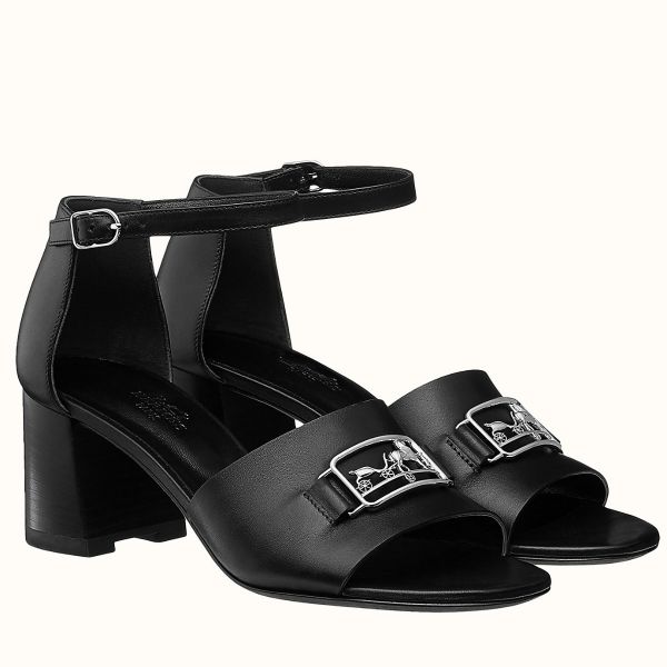 HERM Viaggio 60MM Sandals In Black Leather
