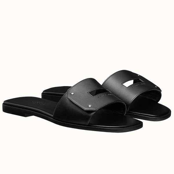 HERM View Sandals In Black Calfskin leather