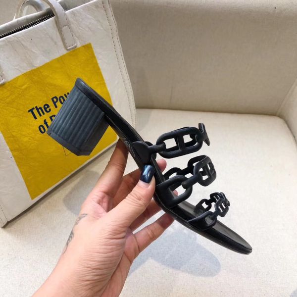 HERM Tandem Sandals In Black Lambskin