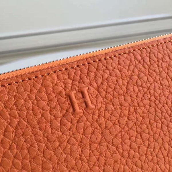 HERM Orange Clemence Azap Zipped Wallet