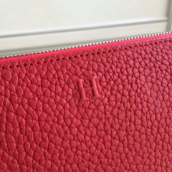 HERM Red Clemence Azap Zipped Wallet