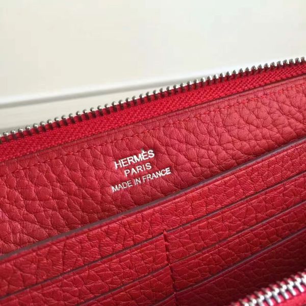 HERM Red Clemence Azap Zipped Wallet