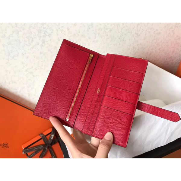 HERM Red Epsom Bearn Gusset Wallet