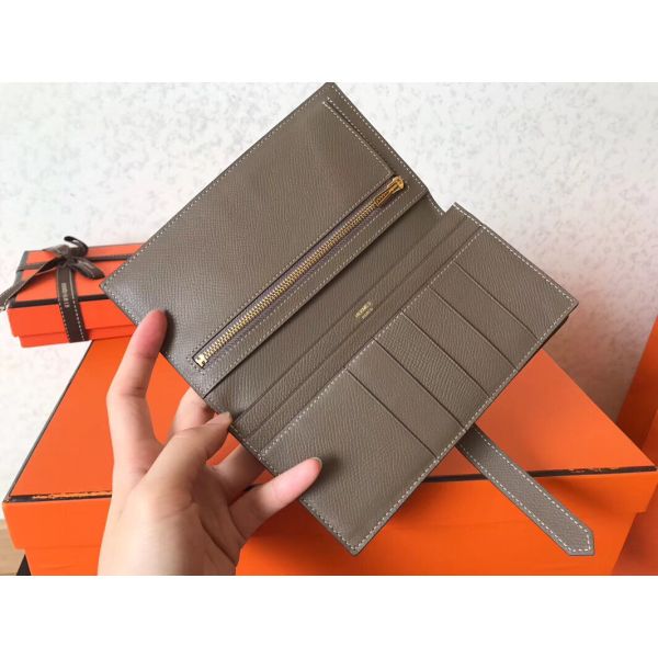HERM Taupe Epsom Bearn Gusset Wallet