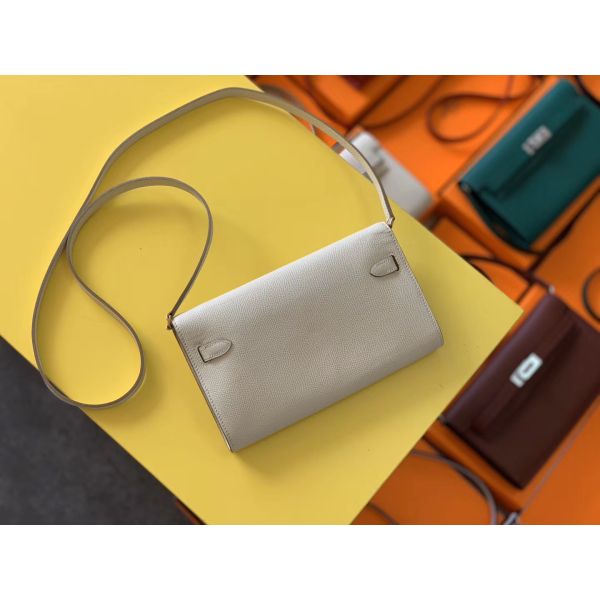 HERM Kelly Classique To Go Wallet In Blue Zephyr Epsom Calfskin