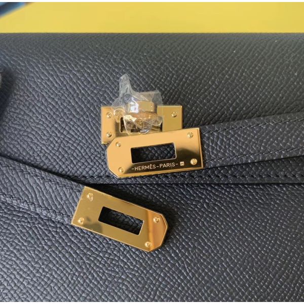 HERM Kelly Classique To Go Wallet In Black Epsom Calfskin