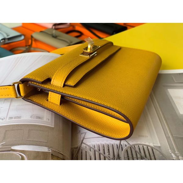 HERM Kelly Classique To Go Wallet In Yellow Epsom Calfskin