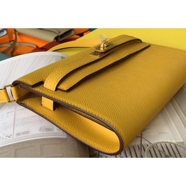HERM Kelly Classique To Go Wallet In Yellow Epsom Calfskin