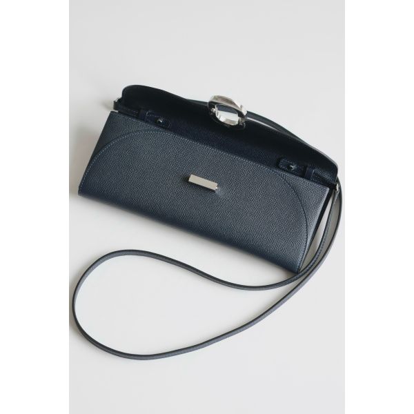 HERM Maillon To Go Wallet in Blue Indigo Epsom Calfskin