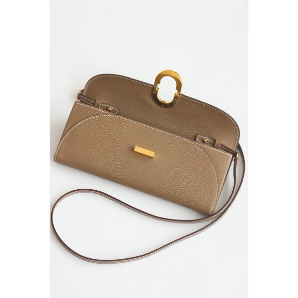 HERM Maillon To Go Wallet in Taupe Epsom Calfskin