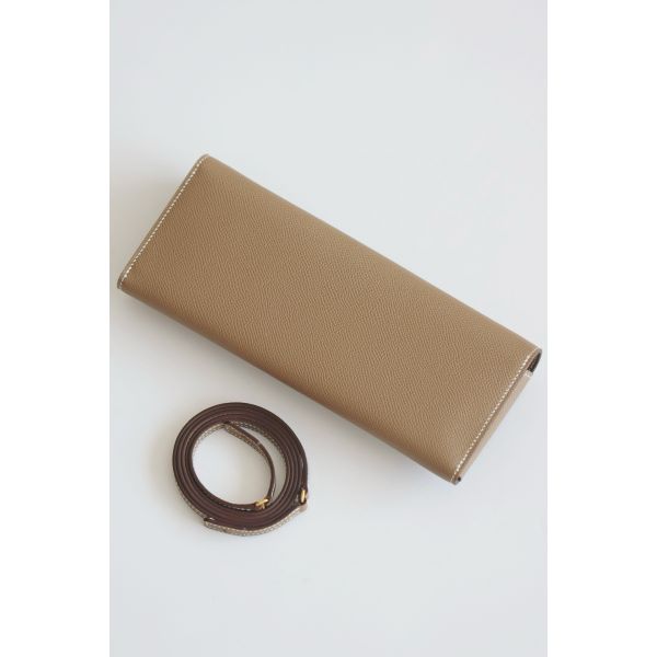 HERM Maillon To Go Wallet in Taupe Epsom Calfskin