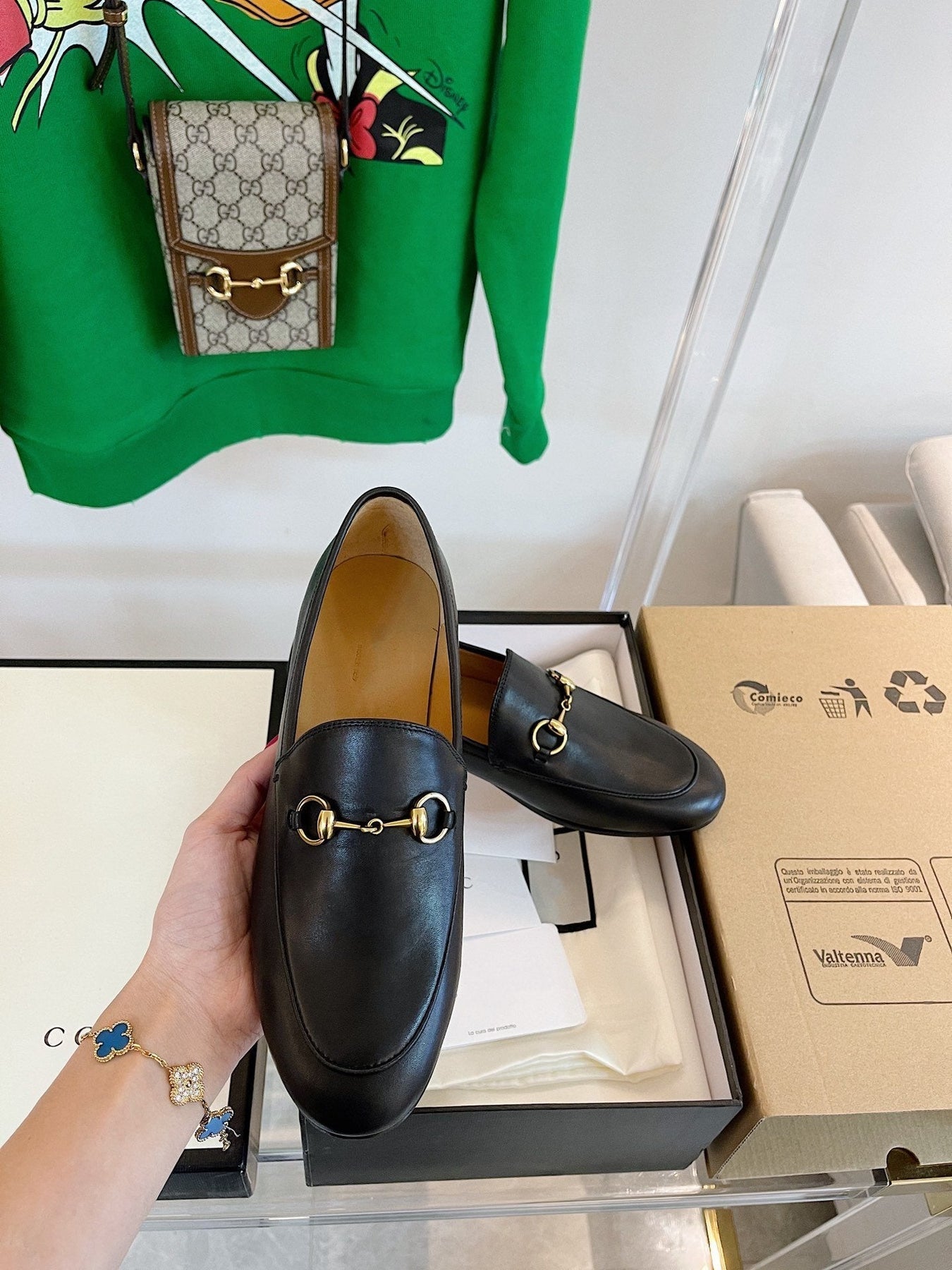 GG LOAFERS MULES BLACK BROWN SOLE