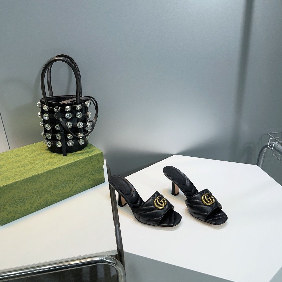 GG SANDALS HIGH-HEELED BLACK