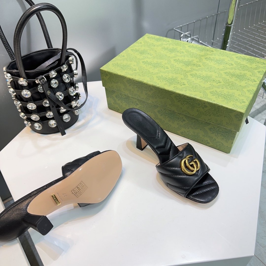 GG SANDALS HIGH-HEELED BLACK