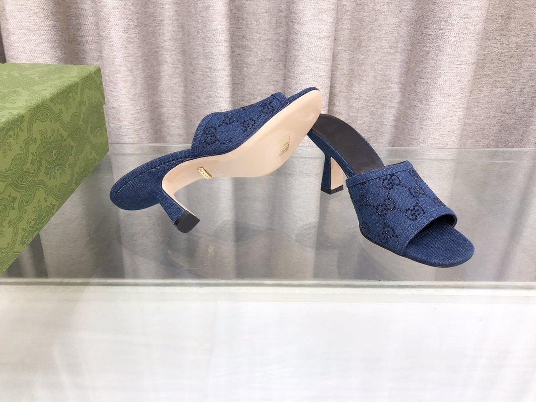 GG HIGH-HEELED SANDALS WITH DOUBLE G EMBELLISHMENTS