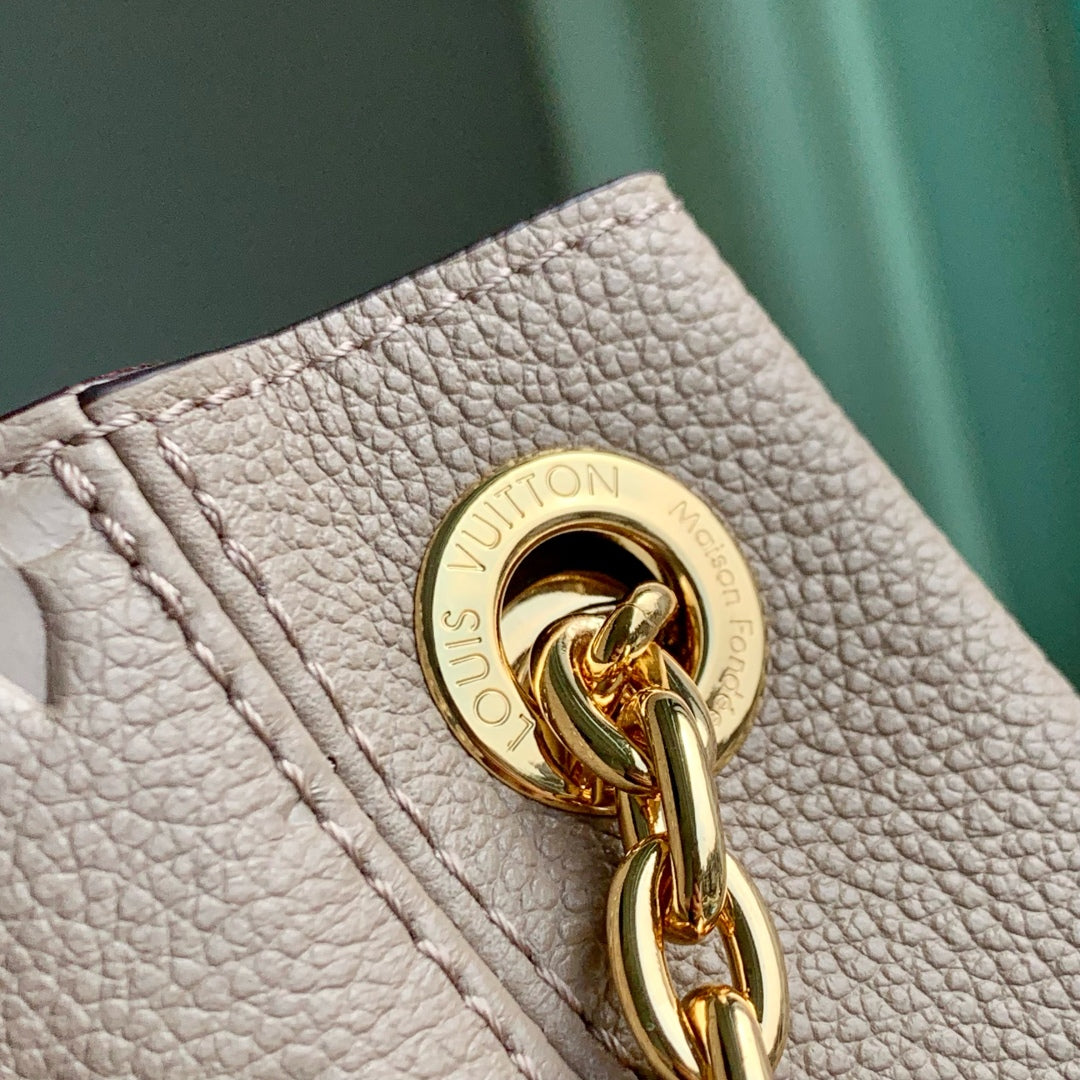 ANYTIME MM 42 IN TOURTERELLE GRAY MONOGRAM EMPREINTE CALFSKIN GOLD HARDWARE