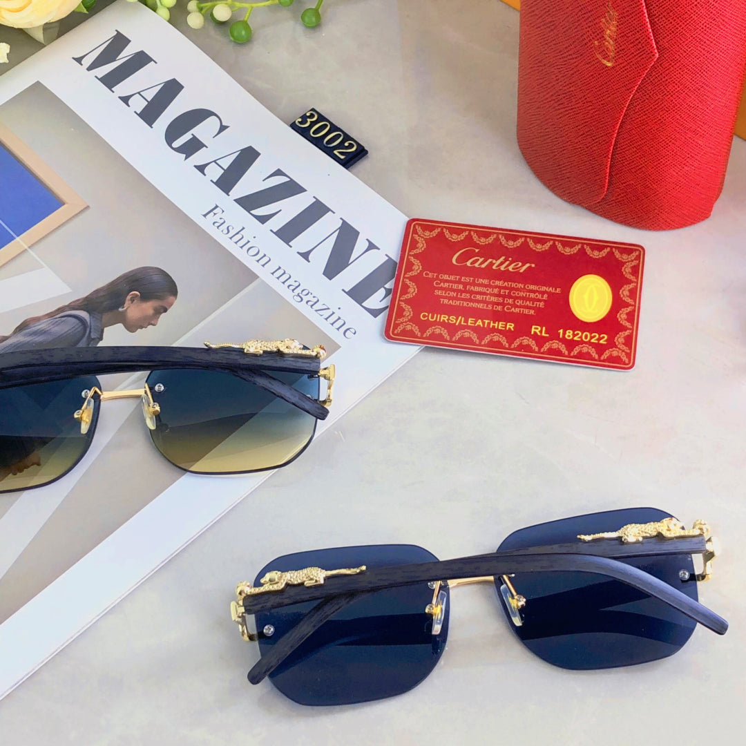 PANTHÈRE RECTANGULAR FRAME SUNGLASSES 580762 IN METAL