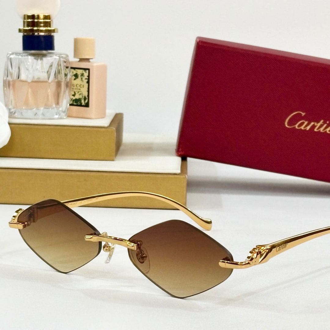 PANTHÈRE RIMLESS RHOMBUS FRAME SUNGLASSES 564102 IN METAL