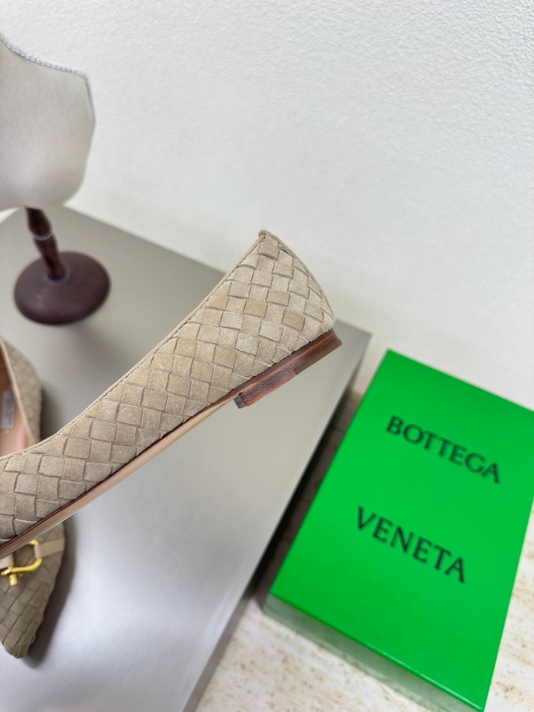 BALLET FLAT IN SAND BROWN INTRECCIATO SUEDE