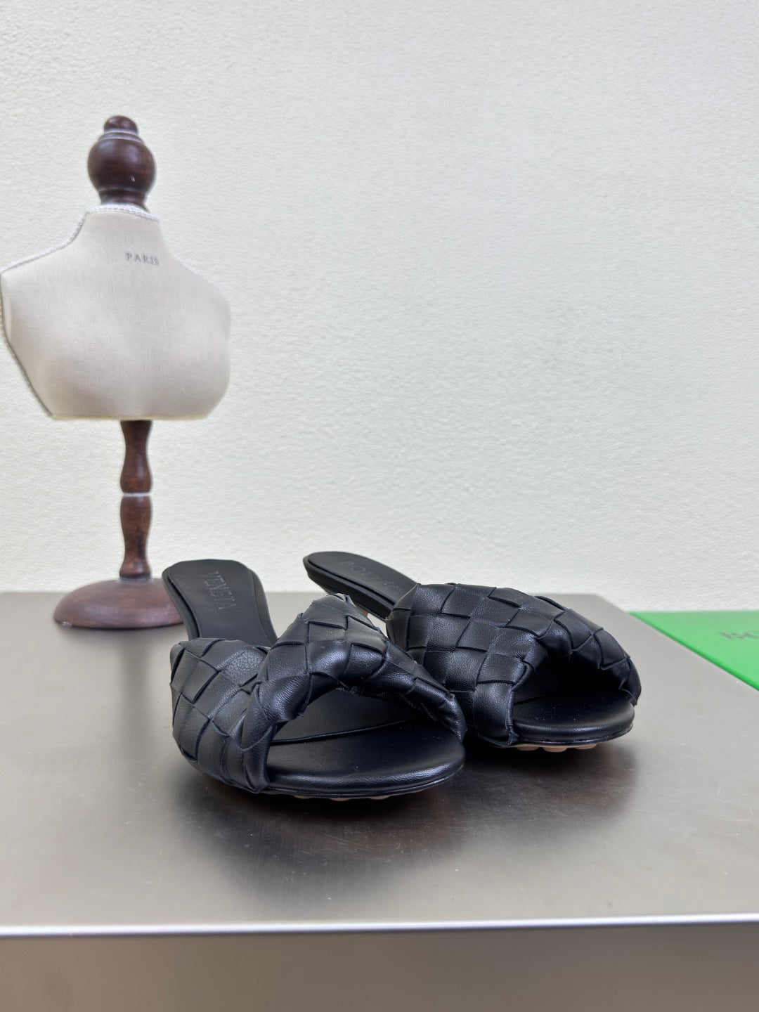 BLINK HIGH 5 CM MULE IN BLACK INTRECCIATO LEATHER